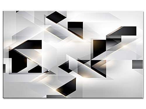 DECLINA Tableau aluminium abstrait ORIGAMI, Tableau Dibond, impression sur Aluminium, Tableau mural, Décoration moderne, 50x30 cm, Noir et Blanc