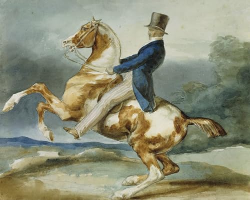Tableau toile un cavalier et son cheval cabré par Géricault 60x90cm