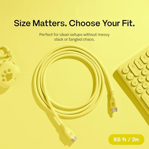 Image of Pixio Yellow 8K HDMI 2.1 Cable Ultra Certified Ultra High Speed 6FT 8K 60Hz 4K 120Hz Nylon Braided, Gold Plated Connector, Anti-Breakage, HDR10+, dtsx, eARC, HDCP, Dolby Compatible