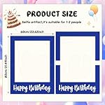 32 x 24 Inch Extra Large Happy Birthday Photo Booth Selfie Frame Props Picture DIY Cutouts Photo Backdrop Cardboard Props for Party Supplies Favors(Vertical,Blue White) - Image 2