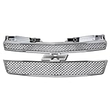 R&L Racing Front Grille Luxury Sport Hood Bumper Grill Cover ABS Compatible with 2007-2014 Chevy Avalanche/Tahoe/Suburban All Models (Chrome)