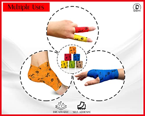 Daini-Vet-Wrap-Cohesive-Bandages-for-Pets-with-Breathable-and-Stretchable-Fabric-for-Wrist-Ankle-Sprains-Swelling-Assorted-Colours-5cm-x-45-Meters-Blue-Red-Green-Yellow-Brown-Orange-6