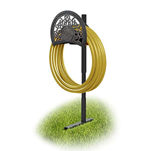 GOFORWILD Garden Hose Holder, Decorative Hose Butler Sturdy Water Hose Rack, Durable Wall Hose Hanger, Holds 125-Feet of 5/8-Inch Hose, Hose Reel, Made of Stainless Cast Aluminum, 7009