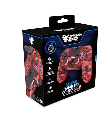 DragonShock Mizar Wireless Bluetooth Controller for PS4, PC and Mobile, Red Camo