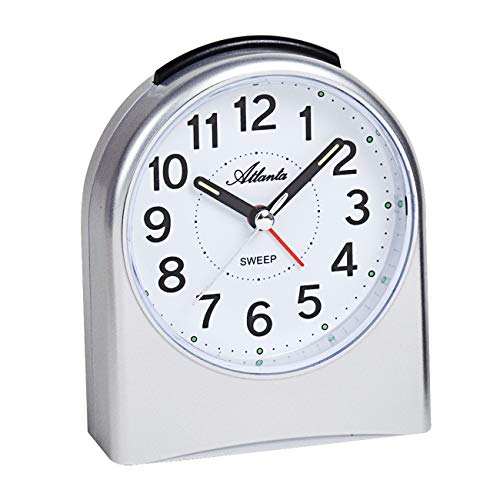 Atlanta Quartzwecker ohne Ticken, schleichende Sekunde, Licht, Leuchtzeiger, Silber - 1969/19