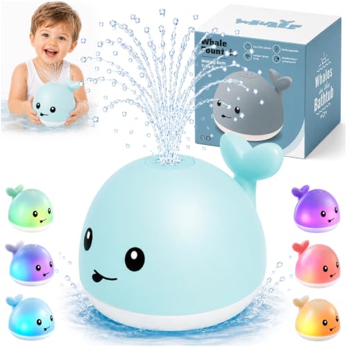Image of Gigilli Baby Bath Toys, Light Up Whale Bath Toy Sprinkler for Kids Boy Girl | Bath Toys for Kids Ages Boys Girls Gifts Pool Water Toys Babies Toddlers Birthday Bathtub Tub Fountain Water Table Toy