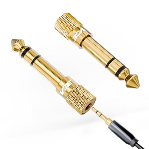 VCE 6.35mm Male to 3.5mm Female 1/4 inch to 1/8 inch 24K Stereo Audio Jack Adapter for Aux Cable, Guitar Amplifier, Headphone, 2 Pack