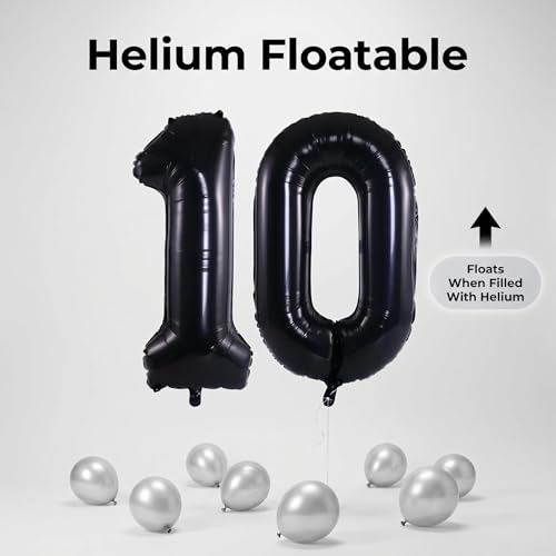 Image of YPSelected 32 Inch Large Foil Helium Number Balloon Birthday Wedding Party 0-9 (Black, 1)