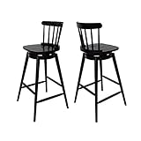 Christopher Knight Home Mia Farmhouse Spindle Back 30' Rubberwood Swivel Barstools (Set of 2), Black