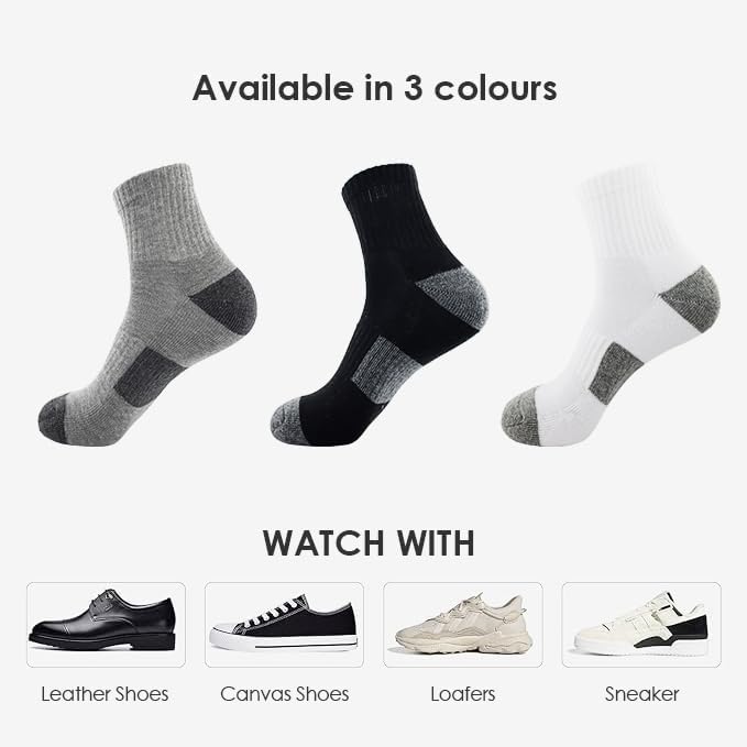 10 Pairs Mens Quarter Socks,Cushioned Athletic Sports Socks with Arch Support,Durable Soft Comfort,Size 10–13 - Image 7