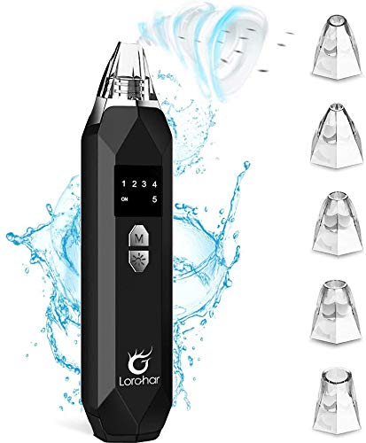 Blackhead Remover, Pore Vacuum, Lorchar Nose Blackhead Remover, Upgraded Blackhead Remover Vacuum with 5 Suction Head for Men and Women, Blackhead Remover Vacuum Pore Cleaner(Black)