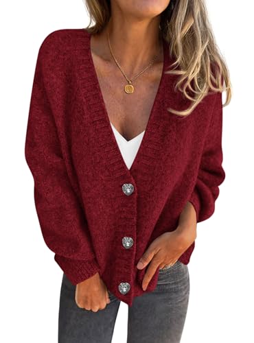 PRETTYGARDEN Cardigan Sweaters for Women Trendy Fall 2025 Long Sleeve Button Down Oversized Chunky Knit Sweater Outerwear