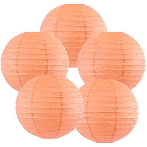 Just Artifacts 12-Inch Peach Paper Lanterns (Set of 5) - Click for More Chinese/Japanese Paper Lantern Colors & Sizes!
