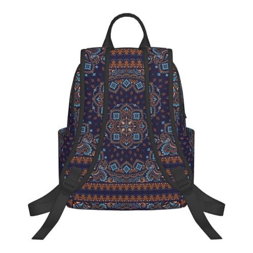 Backpacks for womens mens backpack with bottle side pockets casual daypack travel backpacks (for Traditional Floral Paisley Bandanna Pattern)3