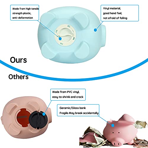 Hizgo Piggy Bank | Plastic Piggy Bank | Coin Bank For Kids | Baby Shower & Birthday & Children's Day & Christmas Gift | Nursery Decor | Blue #TOP4