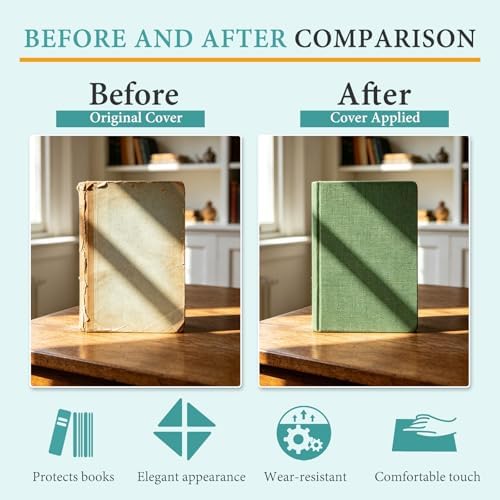 10 Pack Book Cloth,10x14 Inches, 5 Colors Book Binding Cloth for Book Repair, Fabric Surface and Paper Backed for Book Covering & Bookbinding Supplies (Color A) — view 3