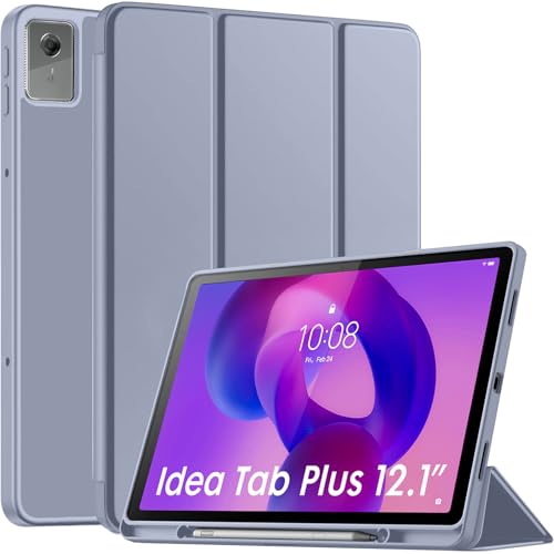 Image of Robustrion Cover for Lenovo Idea Tab Plus 12.1 inch Cover Case with [Pencil Holder], Trifold Cover Case for Lenovo Idea Tab Plus Tablet Cover [Auto Sleep Wake Support] - Lavender
