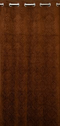 Image of Fabrilia Velvet Eyelet Door Curtain 7 feet Long for Living Room /Bedroom, Brown, Pack of 1 Piece