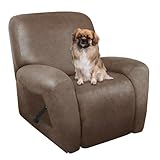 ANARACHON Recliner Chair Covers Leather Like, 4 Pieces Lazy Boy Recliner Cover, Furniture Protector - Washable Soft Sofa Slipcover for Pets Kids (Brown)