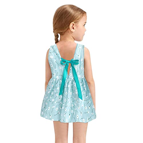 Mercatoo Vestidos infantis com saia para bebês princesas estampadas sem mangas 1-6 anos roupas para