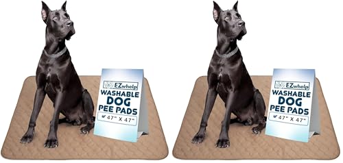 Image of EZwhelp Washable Pee Pads for Dogs - Waterproof Training Pads for Dogs, Reusable & Sanitary, Rounded Corners, Laminated, Lightweight, Durable, Pet Essentials for Training and Whelping, 47 inch x 47 inch