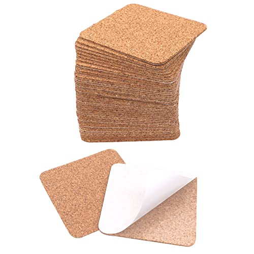 Self-Adhesive Cork Squares 40 Pack Cork Mats 4 x 4 inches Cork Backing Sheets with Strong Adhesive-Backed for Coasters Wall Decor and DIY Crafts