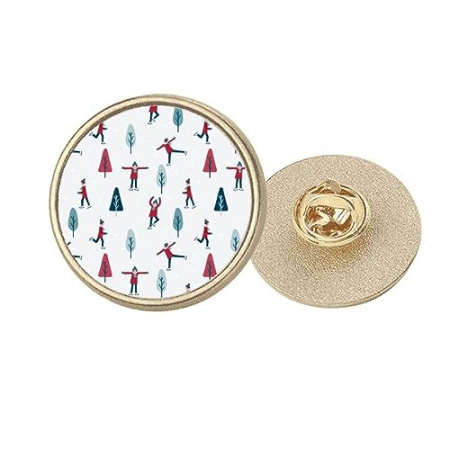 Broche ronde métal doré skateboard et skis motif coloré pour veste et sac M