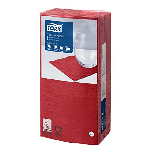 Tork Bordowa Serwetka Koktajlowa, Składana 1/4, 2-warstwowa, 200 serwetek, 11,9 cm x 11,9 cm każda, 477824