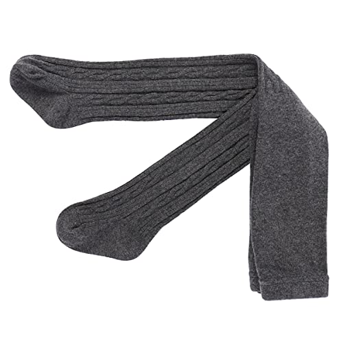 Queenbox Baby Girl Cotton Tight Cable Knit Leggings Stockings Panties Pantyhose for 3-12 Months Infant Toddler, Darkgray