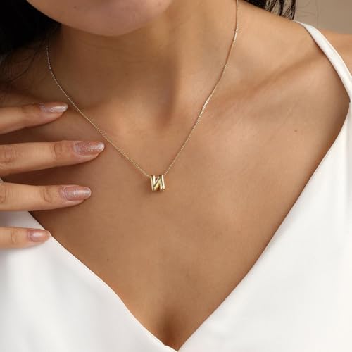 Image of Personalized Bubble Letter Initial Necklace, 14K Gold Plated, Dainty Pendant for Women, Trendy Gold Jewelry