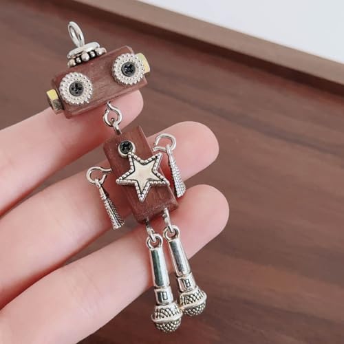 Collier ras du cou robot en bois avec chaîne de clavicule punk réglable - 5