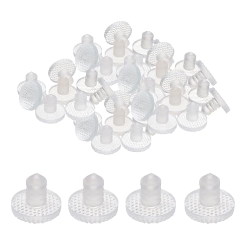 QUARKZMAN 30 Stück Glasplatten-Puffer mit Stiel, 19,4 mm/0,76" Möbel Glasplatten-Antirutsch-Pads Transparente Gummigriffe Tischabstandhalter für 10,4 mm/0,41" Loch Tischmöbel Schrank