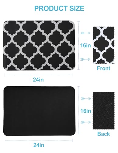 Image of Dish Drying Mat for Kitchen Counter, 16x24 Rubber Backed (Black Trellis) | Hide Stain Anti Absorbent for Kitchen Counter, Non-slip Drying Mat for Coffee Machine Dish Rack