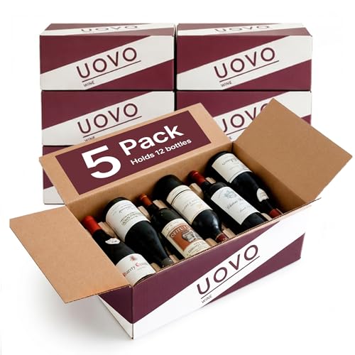 UOVO Wine Layflat 12-Bottle Wine Storage Boxes Bundle of 5