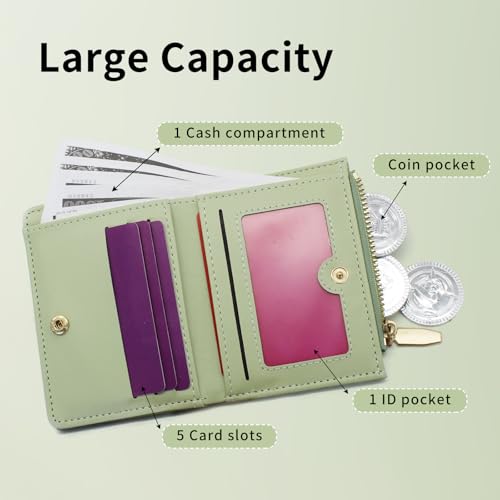 Small Wallet for Women, Solid Colour Coin Purse, Mori Vintage Women's Credit Card Wallet, Multi-functional Womens Card Wallet, Suitable for Multiple Occasion Use (Pink)4