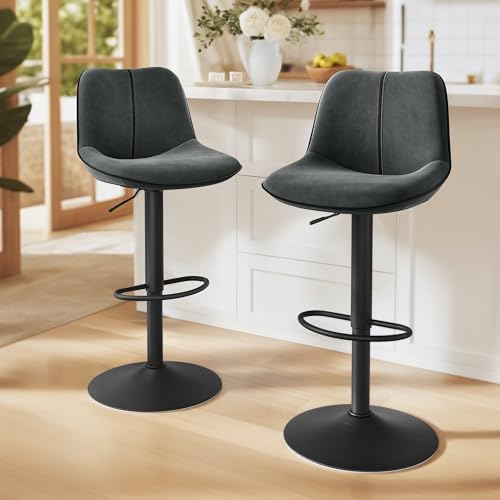 VASAGLE Barhocker 2er Set, Barstühle höhenverstellbar, drehbare Küchenhocker, mit ergonomischer Rückenlehne, Samt, für Kücheninsel, Hausbar, modern, anthrazitgrau LJB188G01 VASAGLE Barhocker 2er Set, Barstühle höhenverstellbar, drehbare Küchenhocker, mit ergonomischer Rückenlehne, Samt, für Kücheninsel, Hausbar, modern, anthrazitgrau LJB188G01