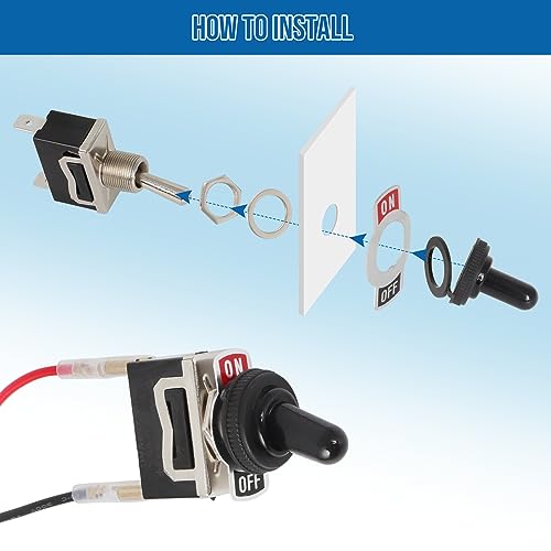 Universal Fuse Bypass Switch kit for ATM Mini-Fuse Towed Vehicles, with Heavy Duty Rocker Toggle Switch and Waterproof Boot Cap Cover, 14 Inches Long - Thumbnail 5