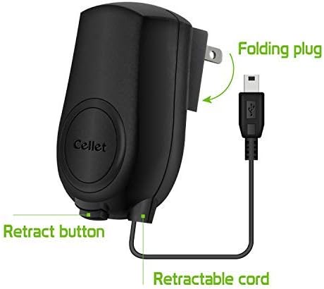 Cellet Retractable MINI USB Home Charger Compatible for GoPro Hero 3+, Hero HD, PS3 Controller, Dash Cam, Digital Camera, SatNav, GPS Receiver, PDA, Cellphones, Garmin GPS Receiver and More