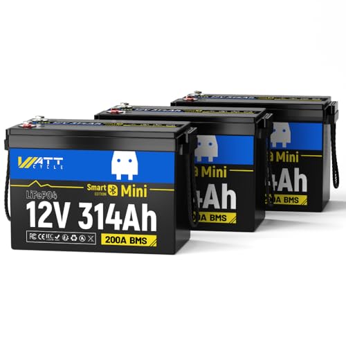 Image of WattCycle 12V 314Ah Mini LiFePO4 Battery 3 Pack, 12.03kWh, 200A BMS