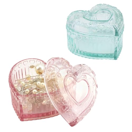 2pcs Vintage Joyero de Cristal Organizador de Joyas Geométrico Caja de Anillo Geométrico Joyero de Cristal para Joyería, Anillos Pulseras