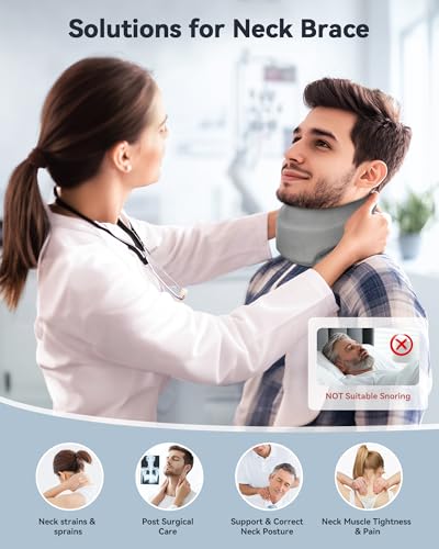 neck brace cervical collar - neck support brace for sleeping soft foam wraps keep vertebrae stable and aligned for relief of cervical spine pressure gray medium126-158 inch