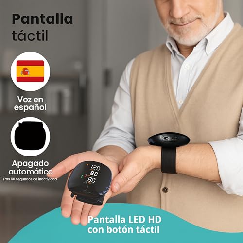IMHOMED Tensiometro de Muñeca Profesional, Batería Recargable 500mAh-TypeC, Voz en Español, Pantalla Táctil, Manguito Universal, Certificado Sanitario 2025, Indicador de Riesgo, Memoria 2 Usuarios - imagen 4
