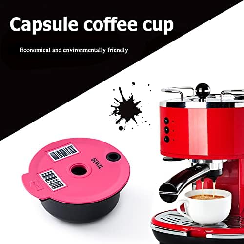 Reusable Coffee Pods,Refillable Coffee Capsules,Reusable Pods for Bosch-s Tassimo Machines with Readable Barcode (Pink 60ml)