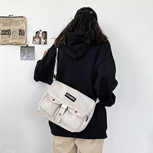 Bolsa carteiro Harajuku Japonesa Lona Coreana Homens Mulheres Estudantes Universitários Bolsos, Bran