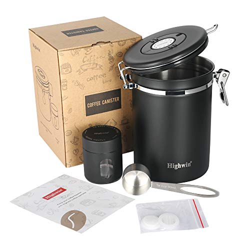 Highwin Stainless Steel Airtight Coffee Canister, 25OZ Vacuum Sealed Container with Cantilever Lid