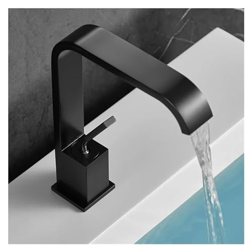 Grifo blanco de lavabo monomando en cascada mezclador de agua caliente y fría para baño de latón