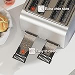 Runnatal 4 Slice Toaster, Full Stainless Steel, Extra-Wide Slot Toaster with 7 Shade Settings and 3 Mode, Defrost, BAGEL, Cancel Functions, Easy to Operate and Clean 120V 1600W Silver Metallic - Image 3