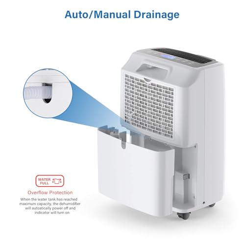 Yaufey 2500 Sq. Ft Dehumidifier for Home and Basements with Auto or Manual Drainage, 0.48 Gallon Water Tank Capacity -Low Noise and 24 Hr Timer by yaufey - Image 4