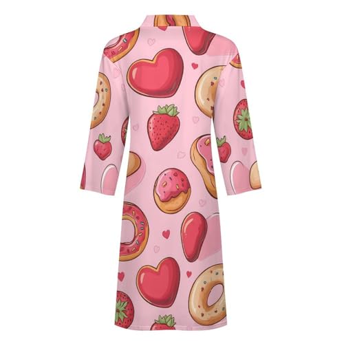 Bata de baño para hombre de manga larga Doughnuts And Strawberries 6