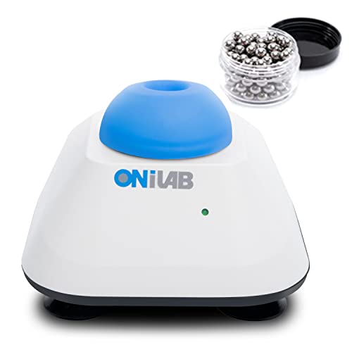 ONiLAB Mini Vortex Mixer mit Touch Funktion Labor Mischen Nagellack Wimpernklebstoffe und Acrylfarben Mischen Labor Vortex mit stabiler Aluminium Gussbasis 120pcs 7/32in Mischkugeln blau